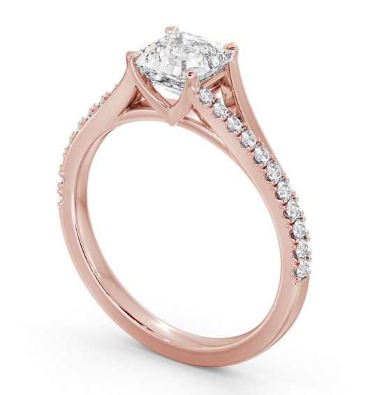 Asscher Diamond Engagement Ring 18K Rose Gold Solitaire With Side Stones - Mabel ENAS37S_RG_THUMB1