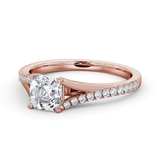  Asscher Diamond Engagement Ring 9K Rose Gold Solitaire With Side Stones - Mabel ENAS37S_RG_THUMB2 