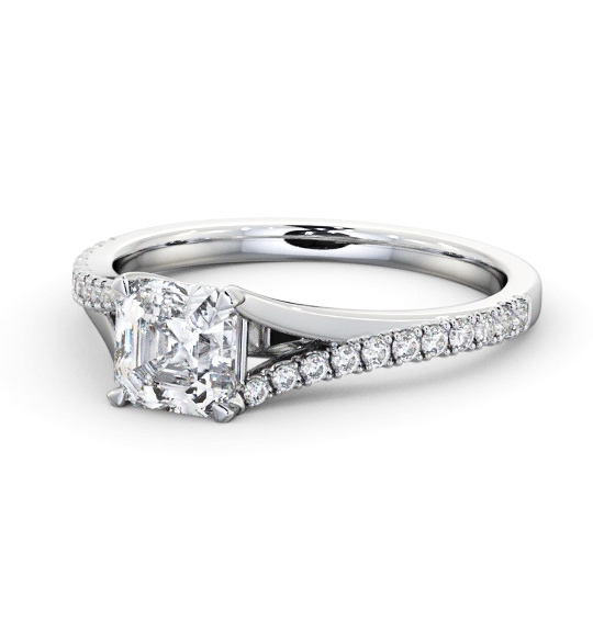 Asscher Diamond Engagement Ring Palladium Solitaire with Offset Side Stones ENAS37S_WG_THUMB2 
