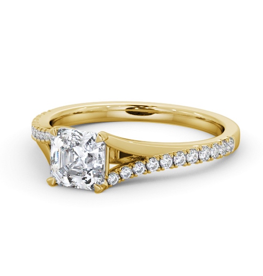  Asscher Diamond Engagement Ring 9K Yellow Gold Solitaire With Side Stones - Mabel ENAS37S_YG_THUMB2 