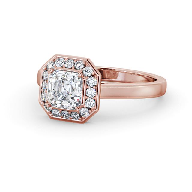 Halo Asscher Diamond Engagement Ring 9K Rose Gold - Chadbury ENAS38_RG_FLAT