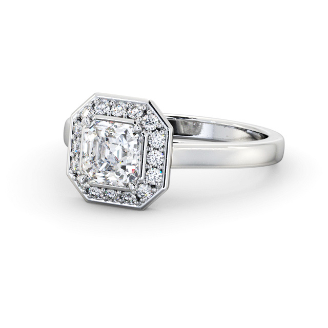 Halo Asscher Diamond Engagement Ring 18K White Gold - Chadbury ENAS38_WG_FLAT