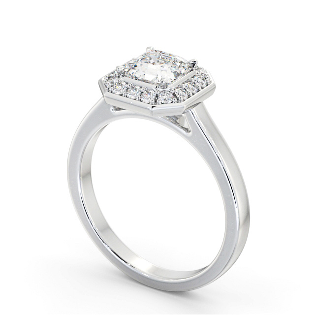 Halo Asscher Diamond Engagement Ring 18K White Gold - Chadbury