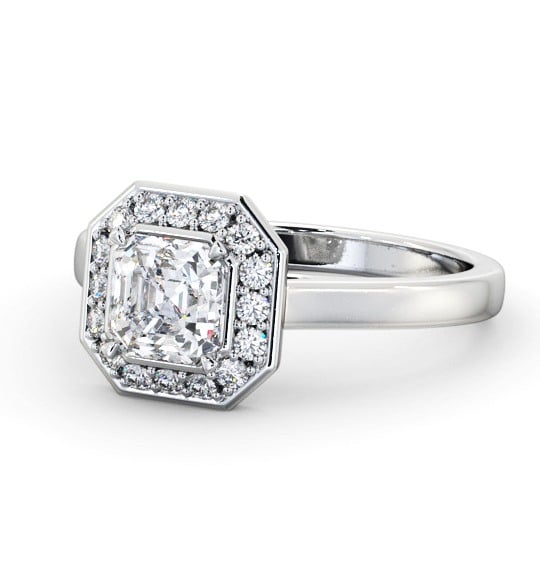  Halo Asscher Diamond Engagement Ring Platinum - Chadbury ENAS38_WG_THUMB2 