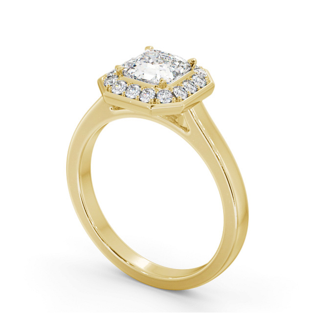 Halo Asscher Diamond Engagement Ring 9K Yellow Gold - Chadbury ENAS38_YG_SIDE