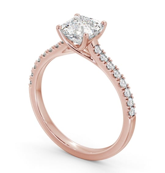 Asscher Diamond Engagement Ring 9K Rose Gold Solitaire With Side Stones - Ellison ENAS38S_RG_THUMB1 