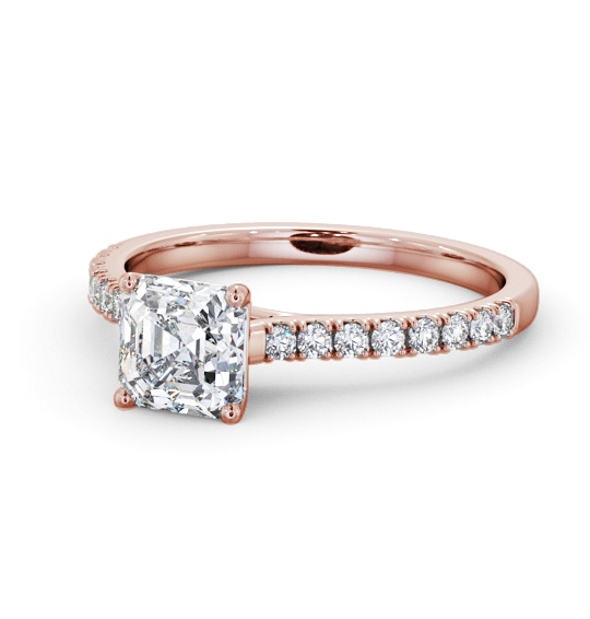  Asscher Diamond Engagement Ring 9K Rose Gold Solitaire With Side Stones - Ellison ENAS38S_RG_THUMB2 