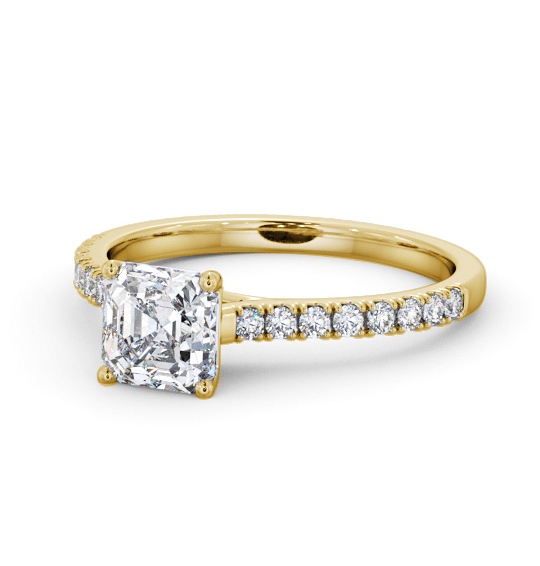  Asscher Diamond Engagement Ring 18K Yellow Gold Solitaire With Side Stones - Ellison ENAS38S_YG_THUMB2 