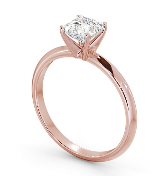 Asscher Diamond Knife Edge Band Engagement Ring 18K Rose Gold Solitaire ENAS39_RG_THUMB1