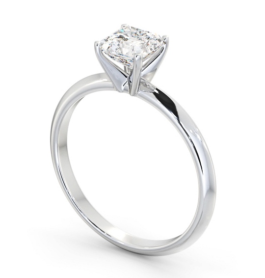 Asscher Diamond Knife Edge Band Engagement Ring 18K White Gold Solitaire ENAS39_WG_THUMB1