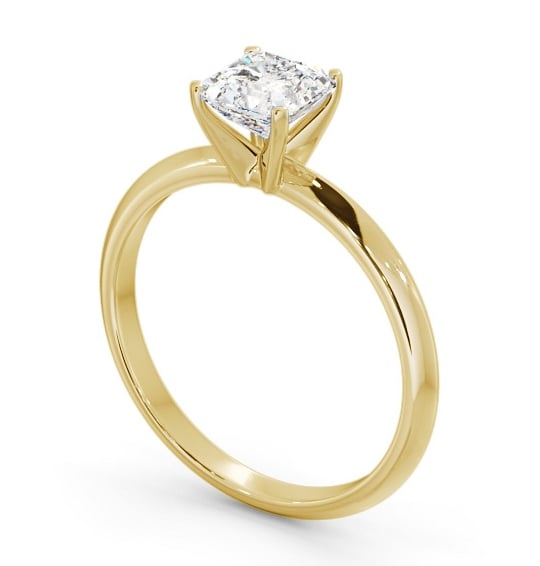 Asscher Diamond Knife Edge Band Engagement Ring 9K Yellow Gold Solitaire ENAS39_YG_THUMB1 