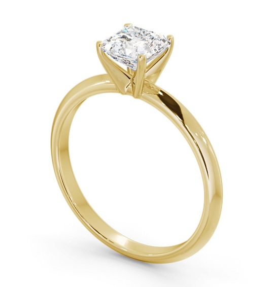 Asscher Diamond Knife Edge Band Engagement Ring 9K Yellow Gold Solitaire ENAS39_YG_THUMB1 
