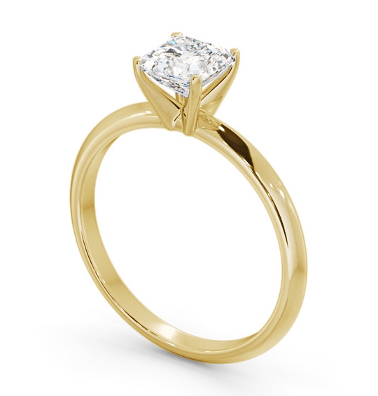 Asscher Diamond Knife Edge Band Engagement Ring 18K Yellow Gold Solitaire ENAS39_YG_THUMB1