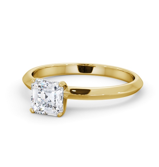 Asscher Diamond Knife Edge Band Engagement Ring 9K Yellow Gold Solitaire ENAS39_YG_THUMB2 