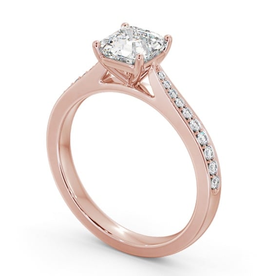  Asscher Diamond Engagement Ring 9K Rose Gold Solitaire With Side Stones - Kadie ENAS39S_RG_THUMB1 