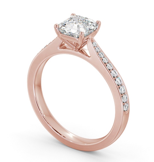 Asscher Diamond Tapered Band Engagement Ring 9K Rose Gold Solitaire with Channel Set Side Stones ENAS39S_RG_THUMB1