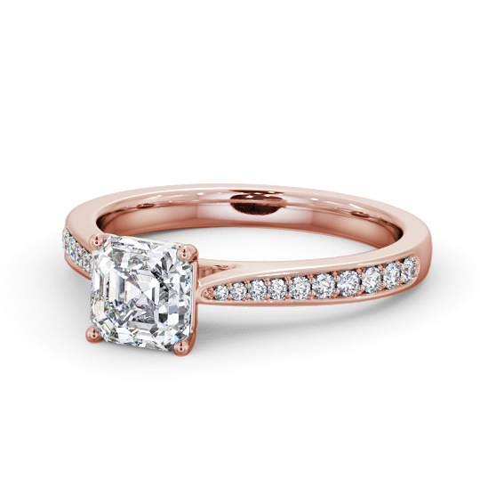  Asscher Diamond Engagement Ring 9K Rose Gold Solitaire With Side Stones - Kadie ENAS39S_RG_THUMB2 