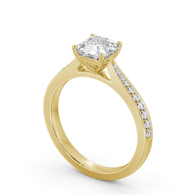 Asscher Diamond Engagement Ring 18K Yellow Gold Solitaire With Side Stones - Kadie ENAS39S_YG_SIDE