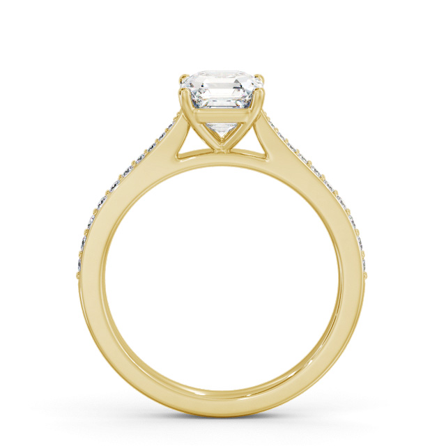 Asscher Diamond Engagement Ring 18K Yellow Gold Solitaire With Side Stones - Kadie ENAS39S_YG_UP