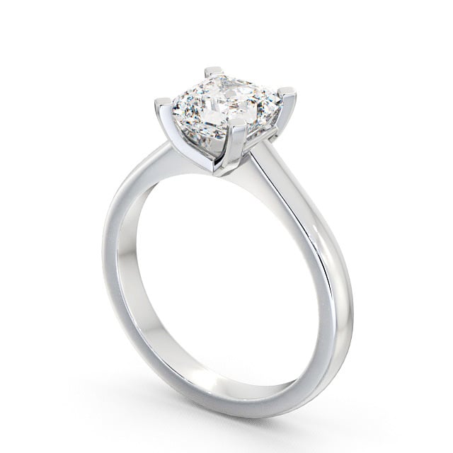 Asscher Diamond Engagement Ring Palladium Solitaire - Dawley ENAS3_WG_SIDE