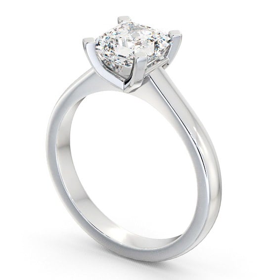 Asscher Diamond Square Prongs Engagement Ring Palladium Solitaire ENAS3_WG_THUMB1