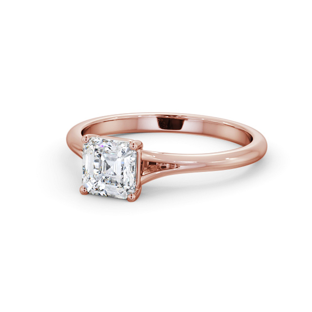 Asscher Diamond Engagement Ring 9K Rose Gold Solitaire - Moorley ENAS40_RG_FLAT