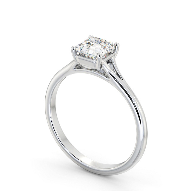 Asscher Diamond Engagement Ring Platinum Solitaire - Moorley ENAS40_WG_SIDE