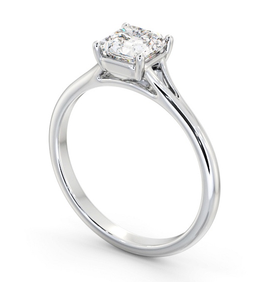 Asscher Diamond Floating Head Design Engagement Ring 18K White Gold Solitaire ENAS40_WG_THUMB1