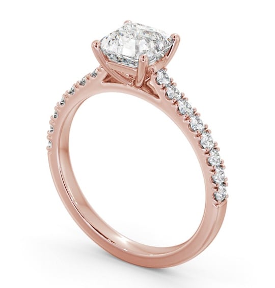 Asscher Diamond Engagement Ring 18K Rose Gold Solitaire With Side Stones - Madina ENAS40S_RG_THUMB1