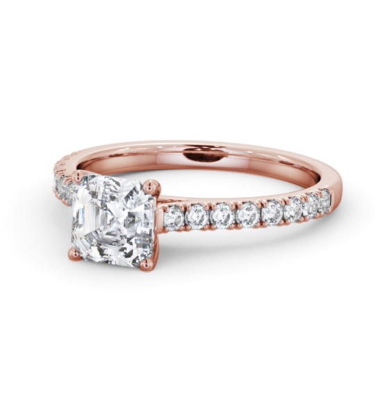  Asscher Diamond Engagement Ring 18K Rose Gold Solitaire With Side Stones - Madina ENAS40S_RG_THUMB2 