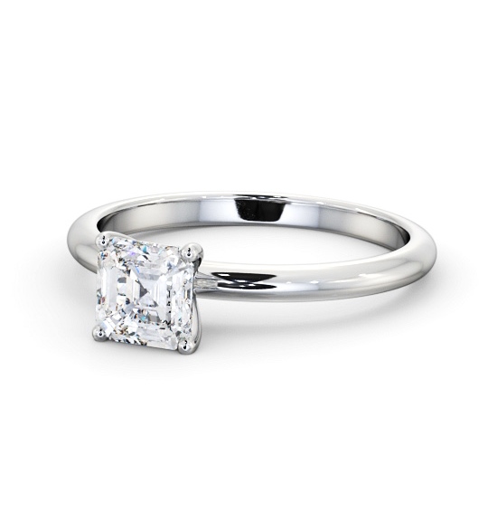 Asscher Diamond Sleek 4 Prong Engagement Ring 18K White Gold Solitaire ENAS41_WG_THUMB2 