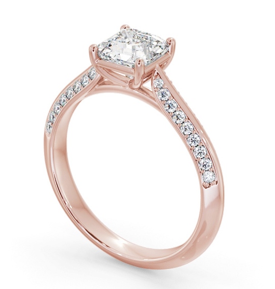  Asscher Diamond Engagement Ring 9K Rose Gold Solitaire With Side Stones - Kyran ENAS41S_RG_THUMB1 