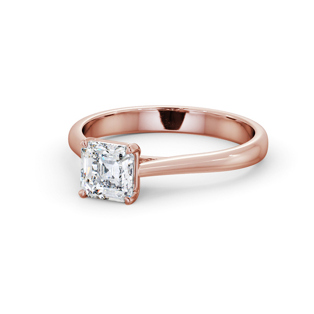 Asscher Diamond Engagement Ring 9K Rose Gold Solitaire - Oulston ENAS42_RG_FLAT