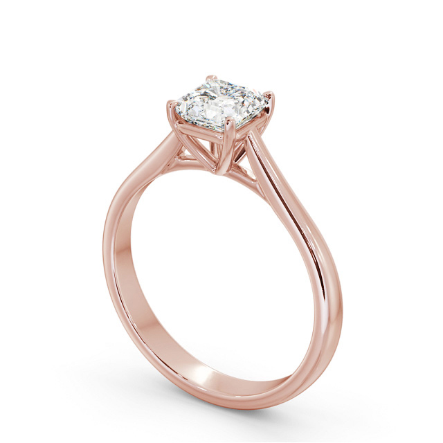 Asscher Diamond Engagement Ring 9K Rose Gold Solitaire - Oulston ENAS42_RG_SIDE
