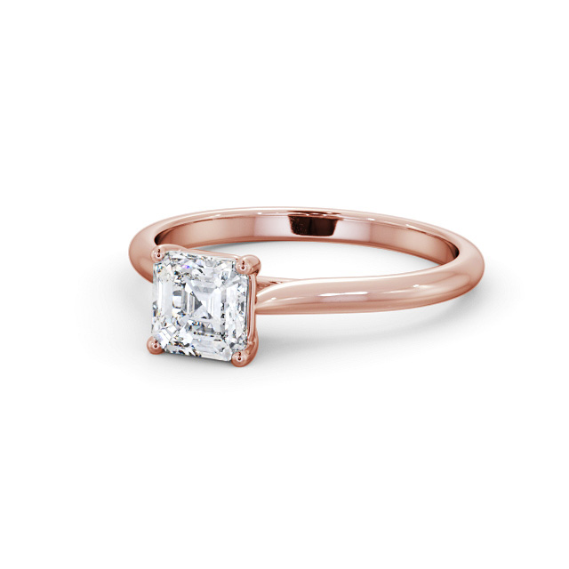 Asscher Diamond Engagement Ring 9K Rose Gold Solitaire - Meir ENAS43_RG_FLAT