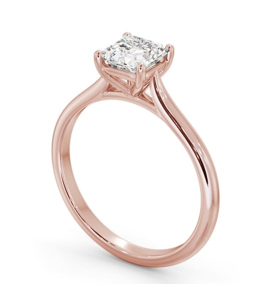Asscher Diamond Tapered Band 4 Prong Engagement Ring 9K Rose Gold Solitaire ENAS43_RG_THUMB1