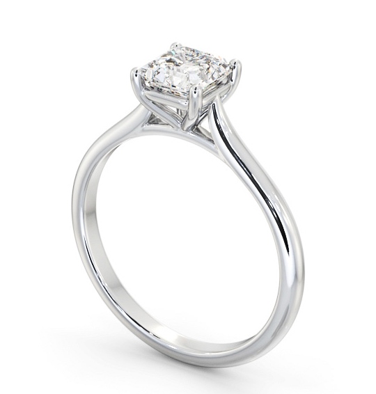 Asscher Diamond Tapered Band 4 Prong Engagement Ring 18K White Gold Solitaire ENAS43_WG_THUMB1 