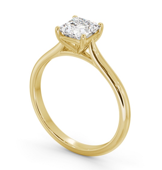 Asscher Diamond Tapered Band 4 Prong Engagement Ring 18K Yellow Gold Solitaire ENAS43_YG_THUMB1