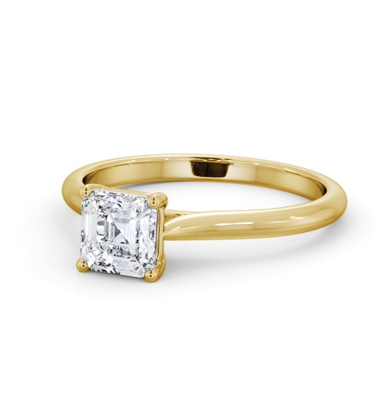Asscher Diamond Tapered Band 4 Prong Engagement Ring 9K Yellow Gold Solitaire ENAS43_YG_THUMB2 