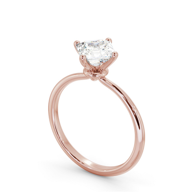 Asscher Diamond Engagement Ring 18K Rose Gold Solitaire - Vivela ENAS44_RG_SIDE