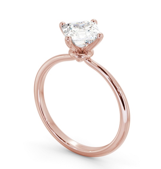 Asscher Diamond Dainty 4 Prong Engagement Ring 9K Rose Gold Solitaire ENAS44_RG_THUMB1