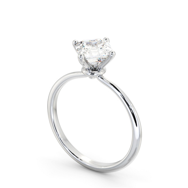 Asscher Diamond Engagement Ring 18K White Gold Solitaire - Vivela ENAS44_WG_SIDE