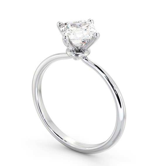 Asscher Diamond Dainty 4 Prong Engagement Ring 18K White Gold Solitaire ENAS44_WG_THUMB1 