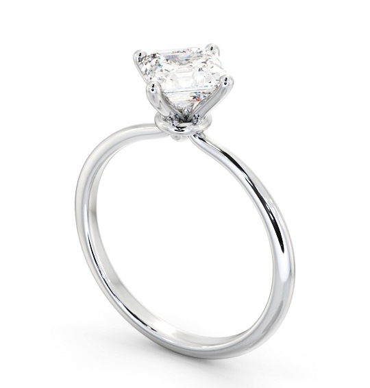 Asscher Diamond Dainty 4 Prong Engagement Ring 18K White Gold Solitaire ENAS44_WG_THUMB1