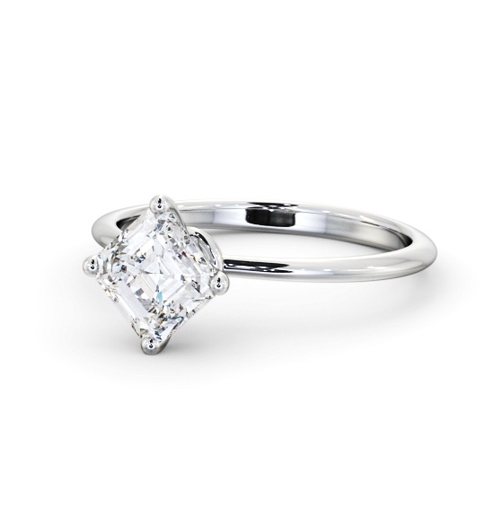 Asscher Diamond Dainty 4 Prong Engagement Ring Platinum Solitaire ENAS44_WG_THUMB2 