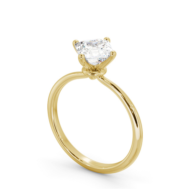Asscher Diamond Engagement Ring 18K Yellow Gold Solitaire - Vivela ENAS44_YG_SIDE