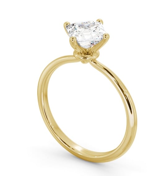 Asscher Diamond Dainty 4 Prong Engagement Ring 9K Yellow Gold Solitaire ENAS44_YG_THUMB1