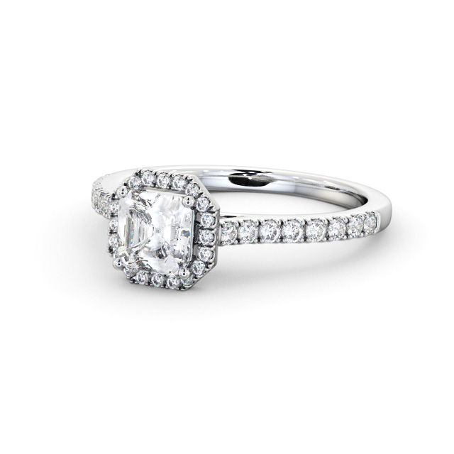 Halo Asscher Diamond Engagement Ring 18K White Gold - Hanby ENAS45_WG_FLAT