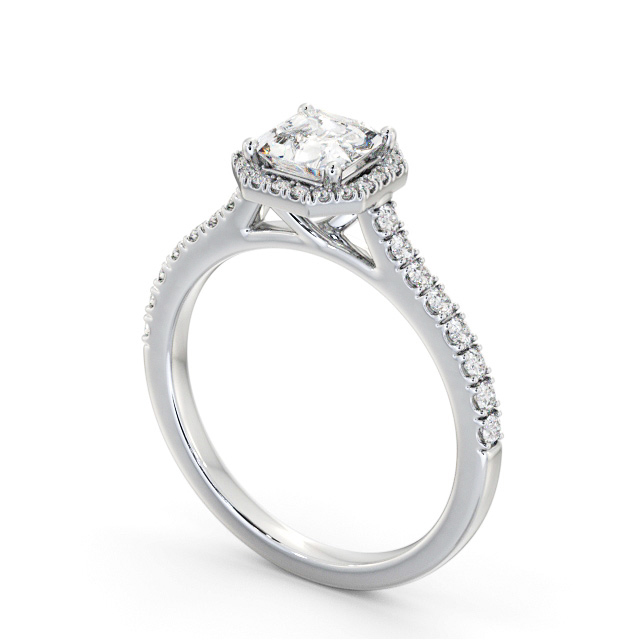 Halo Asscher Diamond Engagement Ring 18K White Gold - Hanby ENAS45_WG_SIDE