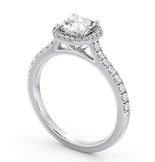  Halo Asscher Diamond Engagement Ring 9K White Gold - Hanby ENAS45_WG_THUMB1 